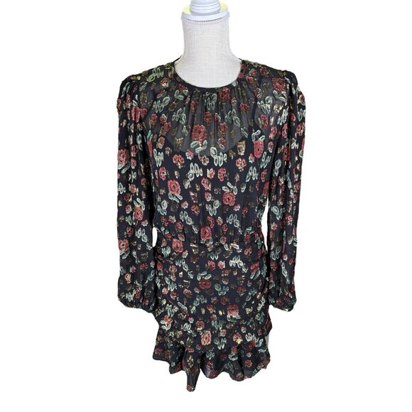 Veronica Beard Robin Silk Blend Jacquard Dress Women's 8 Gold Metallic Holiday - Picture 3 of 12